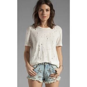 IRO Sija 17S Distressed Linen Short Sleeve Women’s Tee